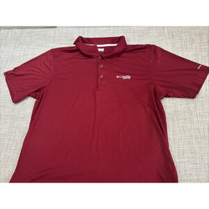 Columbia PFG Short Sleeve Polo Shirt Red/burgundy Men Size L